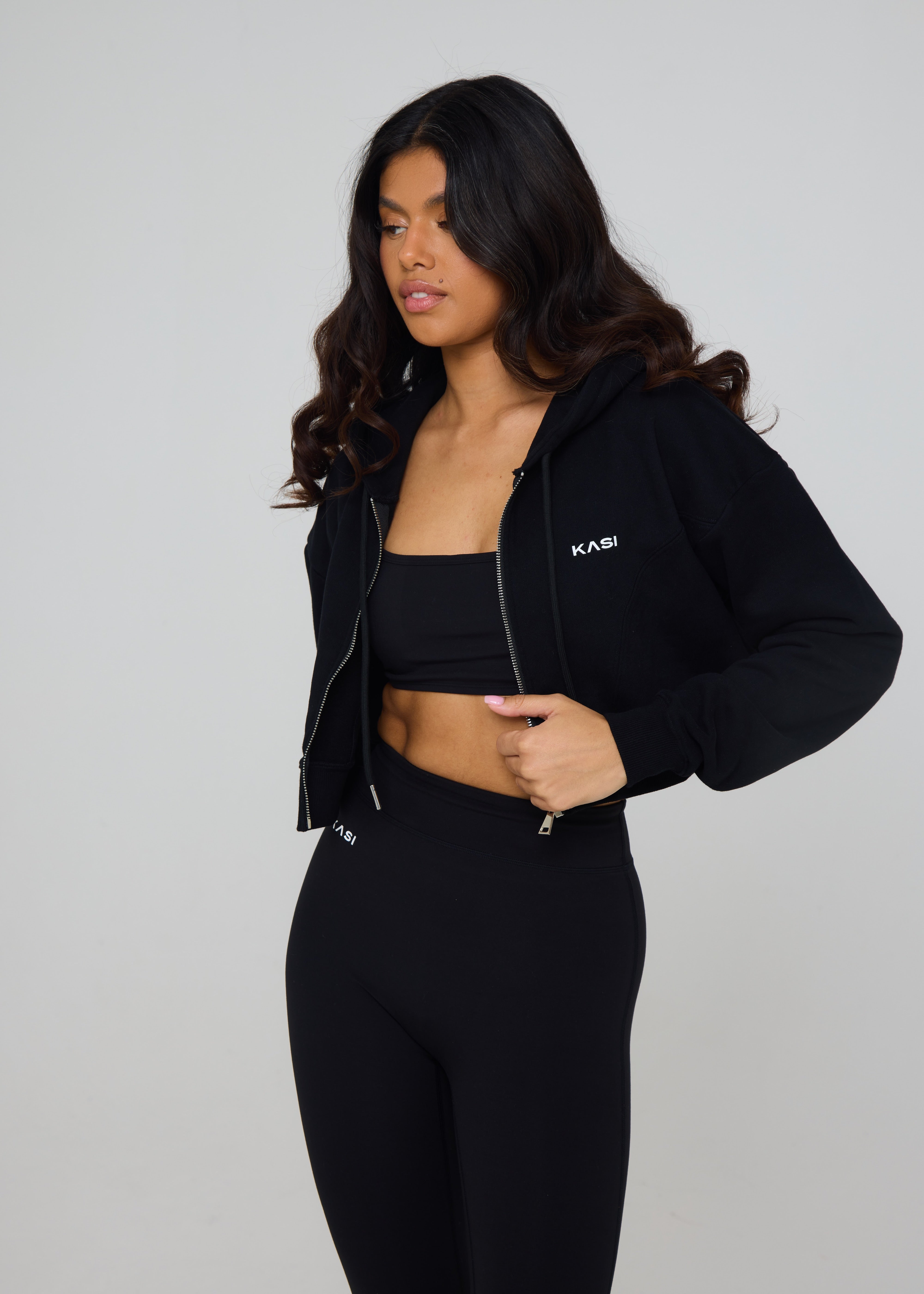 Cropped Zip Up Hoodie